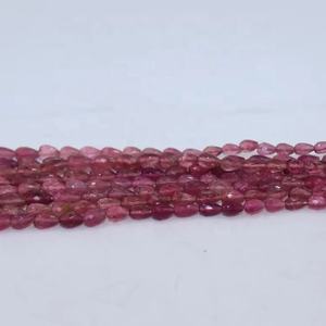 Perles de tourmaline rose profond AAA facettées 5x7 mm, perçage droit, pierres précieuses naturelles, magasin de pierres précieuses indiennes, brin de 16 pouces pour bijoux - Product Image 1