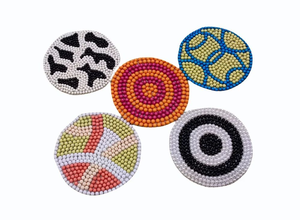 Handmade Durable Round Modern Crab <b>Beaded</b> <b>Coaster</b> with Coastal Ocean Embroidery for Table Decor and Mug Use - Product Image 2