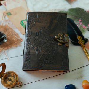 Diario de Dragón de Cuero Genuino Hecho a Mano, Libro de Sombras Grabado, Papel Vintage de Borde Irregular de 120 Páginas de Rajastán por Al-amir - Product Image 4