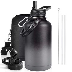 Sustainable 2L Half <b>Gallon</b> Stainless Steel Sport Water Jug Vacuum Iron <b>Bottle</b> for Travel with Convenient Pouch - Product Image 1