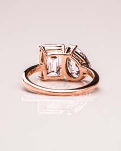 14k Gold F VS2 Emerald & Pear Cut Lab Grown Diamond Toi Et Moi Ring IGI Certified Prong Sett Diamond Two <b>Stone</b> Engagement Ring - Product Image 4