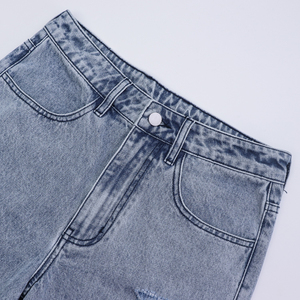Nouveauté 2026 : Short en jean pour homme, design personnalisé, respirant, style streetwear, coupe ample, en denim délavé, avec strass - Product Image 5