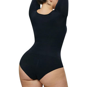Women One Piece Shapewear Stand Collar Tummy <b>Control</b> <b>Bodysuit</b> Solid Color 100% Knitted Plus Size Quick Dry 180g Short Sleeve - Product Image 2