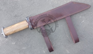 Couteau Viking Seax en acier carbone forgé à la main, 10 pouces, manche en bois d'olivier, ambidextre, finition haute brillance, couteau de chasse multi-usage - Product Image 6