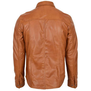 เสื้อเชิ้ตทรงเข้ารูปติดกระดุมสำหรับผู้ซื้อขายส่ง เสื้อเชิ้ตหนังคลาสสิกสำหรับผู้ชาย เสื้อเชิ้ตหนังแท้คุณภาพสูงทรงเข้ารูปแขนยาว - Product Image 2