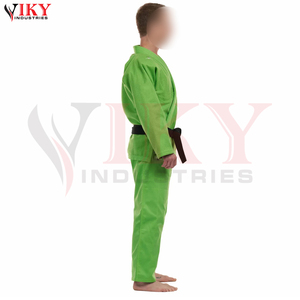 Traje de Judo Clásico Reforzado de Color Verde Sólido, Transpirable, 100% Algodón, con Corte Automatizado, para Artes Marciales - Product Image 6