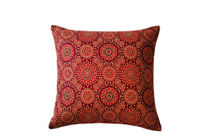 Funda de Cojín de Algodón Estampada a Mano con Ribete, 100% Algodón, Color Rosa Sandía, para Sofá, Cama y Decoración del Hogar - Product Image 3