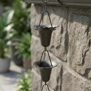 Chaîne de pluie suspendue avec design en forme de fleur pour la décoration de jardin extérieur - Product Image 4
