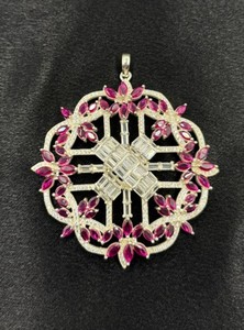Wholesale 925 Sterling <b>Silver</b> Ruby Color Stone <b>Brooch</b> with Moissanite White Gold Polish Luxury Jewelry for Women - Product Image 2