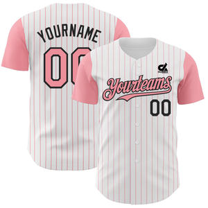 Camiseta de Béisbol Personalizada con Rayas, Uniforme de Equipo con Botones para Hombre, Algodón Orgánico Transpirable, Corto, Antibacteriano, con Nombre Personalizado - Product Image 4