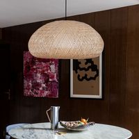 Luminaire suspendu en forme de dôme en bambou naturel tissé pour la décoration du plafond de la maison, l'éclairage intérieur et la décoration intérieure