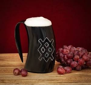 Corne à boire viking de qualité supérieure, tasse à bière avec poignée polie brillante, couleurs personnalisables, style européen, pour fêtes, Inde - Product Image 5