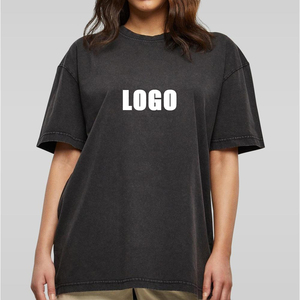 T-shirt uni surdimensionné pour femme en gros, 100 % coton, avec logo personnalisé imprimé, t-shirts vierges - Product Image 4