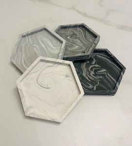 Juego de posavasos de mármol natural de primera calidad con superficie resistente al calor para proteger mesas en hoteles, restaurantes y cafeterías. - Product Image 3