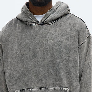 Sudadera con Capucha Oversize de Mezclilla para Hombre, Azul Lavado, con Bolsillos Delanteros y Logotipo Personalizado Bordado, Ideal para Invierno - ¡La Más Vendida! - Product Image 4