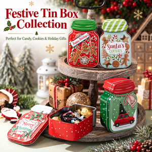 Boîte à biscuits de Noël XH avec couvercle, boîte-cadeau vide pour bonbons, emballage de fête - Product Image 2