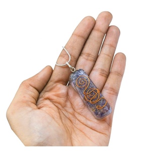 งานหัตถกรรมหินกึ่งมีค่าจี้พลอยอเมทิสต์คริสตัลแบบแฮนด์เมดแนวจิตวิญญาณ - Product Image 2