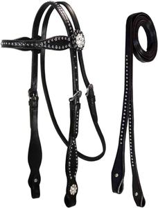 Top Seller Western Horse Products Brida de cabeza de cuero con cuentas y herramientas a mano - Product Image 3