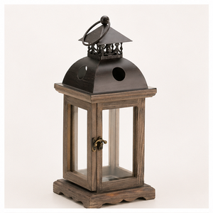 Farol de Madera Rústico Moderno al por Mayor con Tapa Metálica Antigua, Decoración Ecológica Navideña para Interiores del Hogar - Product Image 1
