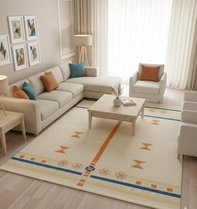 Alfombra Gabbeh de algodón 100% tejida de alta calidad | Alfombra moderna minimalista escandinava lavable - Product Image 1