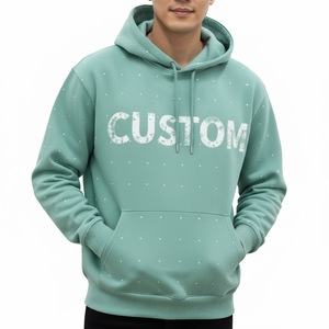 Sudadera con Capucha Personalizada para Hombre, 100% Algodón, Corte Regular, Estilo Casual, Gruesa, Vintage, con Pedrería, Negra - Product Image 3