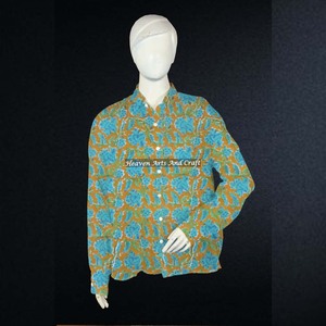 Camisa de Verano Boho de Algodón Tejido con Estampado a Mano, Manga Larga, Informal, para Mujer, Perfecta para Fiestas y Vacaciones - Product Image 4