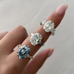 Elongated 5.03 CT <b>Cushion</b> Cut Engagement <b>Ring</b> 18K White Gold Double Claw Prong Lab Created Diamond Solitaire <b>Ring</b> Split Band - Product Image 2