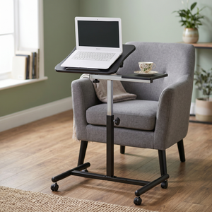 Chariot de bureau réglable pour ordinateur portable avec cadre métallique et roulettes pour usage domestique ou professionnel - Product Image 4