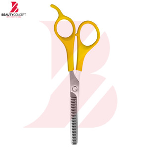 Ciseaux à effiler professionnels en acier inoxydable de haute qualité avec manche en plastique jaune pour salon de coiffure et barbier – Outils de texturisation - Product Image 3