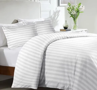 Juego de Ropa de Cama de Hotel Personalizable con Rayas Blancas, 300 Hilos, Microfibra Premium, Ecológica, Duradera, Transpirable, Moderna, Suave y Cómoda