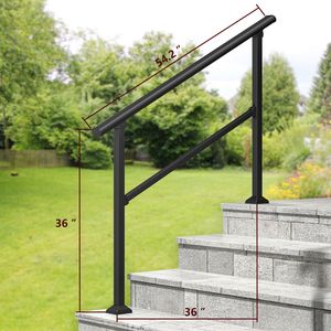 Set di 2 Corrimani per Scale Esterne, Dispositivo di Assistenza per 3-4 Gradini, Ringhiera Resistente alle Intemperie - Product Image 2