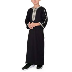 Último Diseño Islámico con Cuello en V, Túnica Modesta Árabe para Niños, Tallas Grandes, para Todas las Estaciones, Thobe Thawb, Manga Regular, Túnica Combinada - Product Image 3
