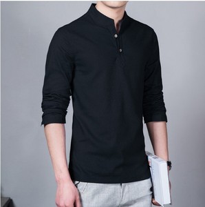 Camisa de Lino de Manga Larga para Hombre, Cuello Redondo, Casual, Tallas Grandes, Primavera y Verano, Venta al Por Mayor - Product Image 5