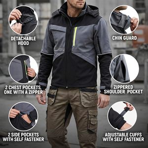 High Quality Men's Canvas Winter <b>Jacket</b> Hooded Quick Dry Outdoor Sports Camping Stand Collar Breathable <b>Heated</b> Sizes <b>Jackets</b> - Product Image 6