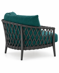 Ensemble de salon de jardin extérieur avec coussins turquoise, canapé à structure tressée, fauteuil et table basse, mobilier de terrasse - Product Image 6