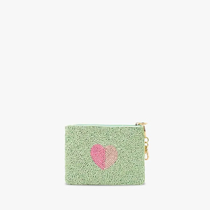 Pastel Green Heart Beaded Coin Purse Cute Aesthetic Pouch evening bags - Product Image 1