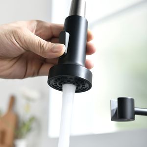 Rubinetto da Cucina Commerciale Monocomando Nero e Nichel con Doccetta Estraibile per Lavello - Product Image 1