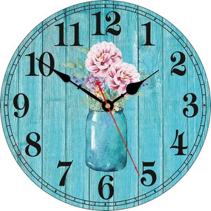 Rustic Pine Wood Wall <b>Clock</b> <b>Hand</b>-Painted Roses Wholesale Farmhouse Dcor - Product Image 3