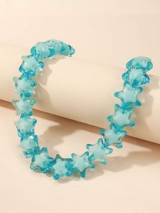 Collier ras du cou en résine et perles acryliques en forme d'étoile, multicolore, pentagramme, perles cœur et pêche, pour femme - Product Image 3