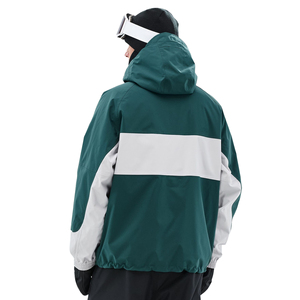 Men's <b>Green</b> White Color Blocked Hooded Waterproof <b>Ski</b> <b>Jacket</b> With Zipper Closure Synthetic Insulation Outdoor Wear - Product Image 3