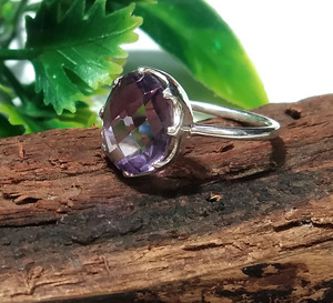 Anillo de Amatista Natural, Anillo de Plata de Ley 925 Sólida Hecho a Mano, Anillo de Joyería con Gema de Cristal Morado - Product Image 6