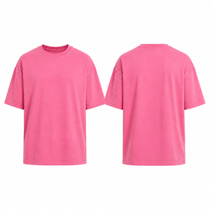 <b>Pink</b> Oversized Men's T-Shirt 100% Cotton Heavyweight Knitted Short Sleeve Crew Neck Solid Digital Blank Casual Streetwear - Product Image 5