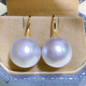 Vente en gros de perles d'eau douce Wenchi Chine 9-10 mm, boucles d'oreilles pendantes élégantes en argent S925, talons hauts, lumière intense, fines - Product Image 1