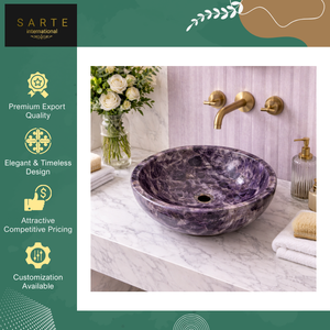 Nouvelle arrivée : Lavabo de salle de bain en marbre, design moderne et luxueux, forme personnalisée, écologique, à poser sur le comptoir - Product Image 3