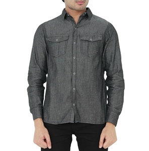 Camisa de Mezclilla para Hombre, Manga Larga, Cierre de Botones, Estilo Casual para Trabajo, Cuello Clásico, Bolsillo en el Pecho, Tela de Mezclilla Suave, Cómoda, Corte Regular - Product Image 6
