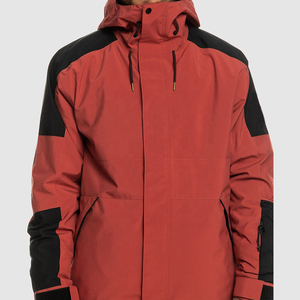 Chaqueta de Esquí Impermeable Roja para Hombre, con Capucha, Diseño Color Block, Aislamiento Sintético, Cortavientos, para Nieve y Deportes al Aire Libre - Product Image 1
