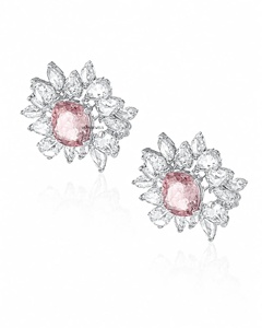 Pink Cushion Cut <b>Moissanite</b> Diamond Floral Cluster Stud <b>Earrings</b> 10K 14K 18K Gold 925 935 Sliver Wedding Fine Jewelry - Product Image 4