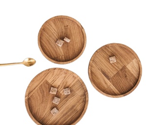 Bandeja para servir de madera de acacia redonda natural hecha a mano al por mayor, comida segura para el hogar, cocina, bajo MOQ, platos para ocasiones de boda - Product Image 1