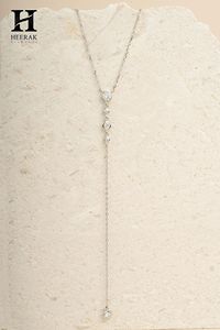 Collier Lariat de Luxe Délicat avec Sertissage clos, Pendentif Y Longue Goutte en Diamant Rond Superposé, Bijoux Fins en Gros - Product Image 5