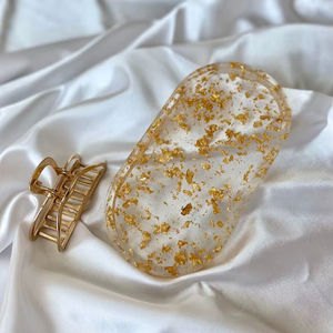 Plateau multifonctionnel en bois Ameen, motif Art Déco, avec paillettes dorées pour mariage - Product Image 1